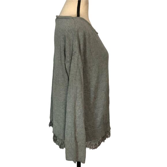 Lane Bryant Gray Lace Trim Sweater Women's Size 14/16 - Picture 2 of 6